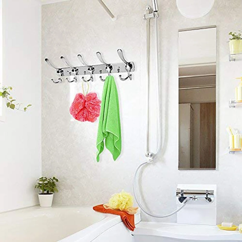 

Wall Mount Coat Hook, 2 Pack 15 Hooks Stainless Steel Wall Coat Hangers Rack Durable Robe Hat Clothes Hooks