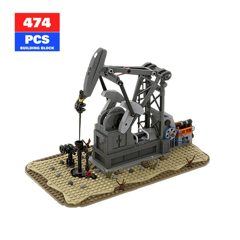 

MOC Urban Construction Excavating Machinery Functioning (Oil Derrick) Oil Pump Jack Building Blocks Bricks Toys for Child Gifts