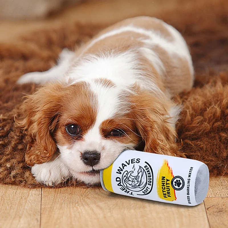 

Dog Toy Beer Bottle Design Pet Dog Cat Plush Chew Squeak Fleece Durable Chewing Pet Molar Toy For Pets Play Dog Accessories