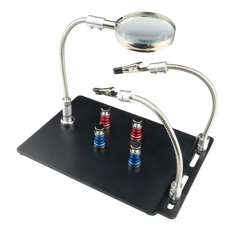 Magnetic Circuit Board Holder Helping Hands Soldering Third Hand with Magnifier 83XA | Инструменты