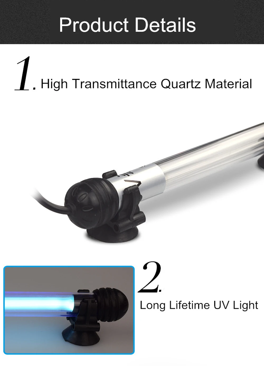 Fish tank Submersible UV Sterilizer Lamp Light Ultraviolet Filter Waterproof Water Cleaner For Aquarium Pond Coral 5w/7w/9w/11w