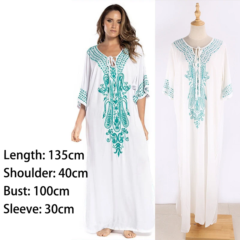 Летнее пляжное длинное платье с вышивкой Fitshinling 2020 винтажные свободные прямые