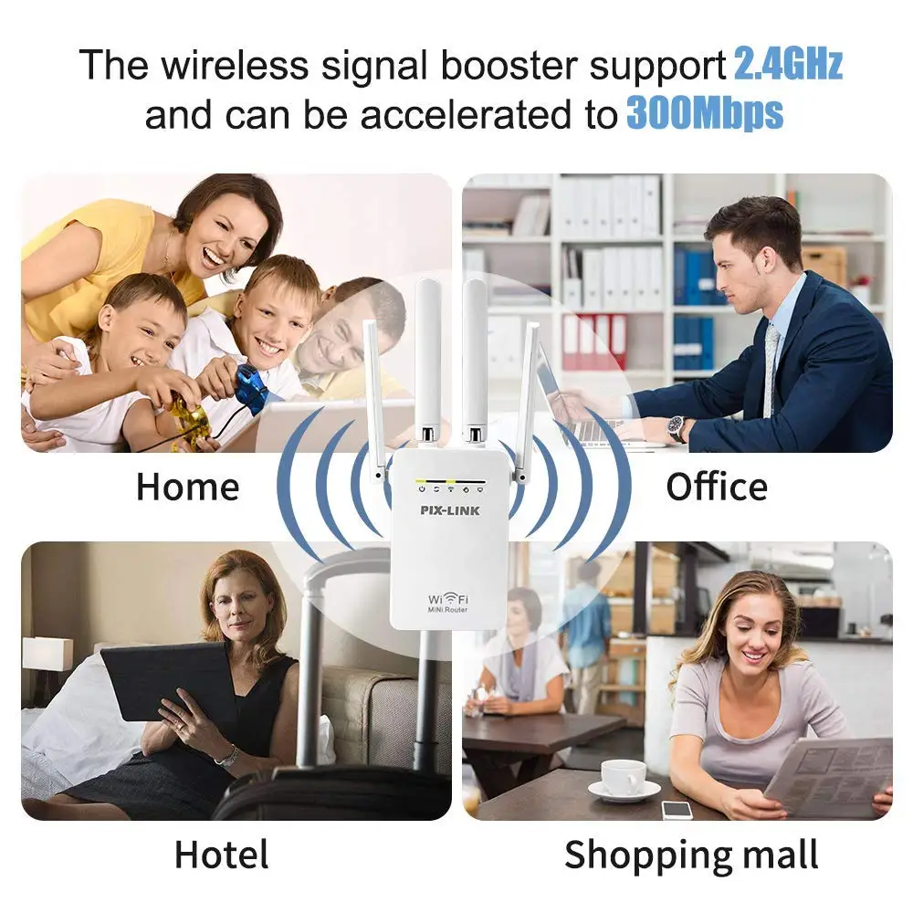 Беспроводной Wifi 300Mpbs простая настройка домашние роутеры с 4 внешними антеннами