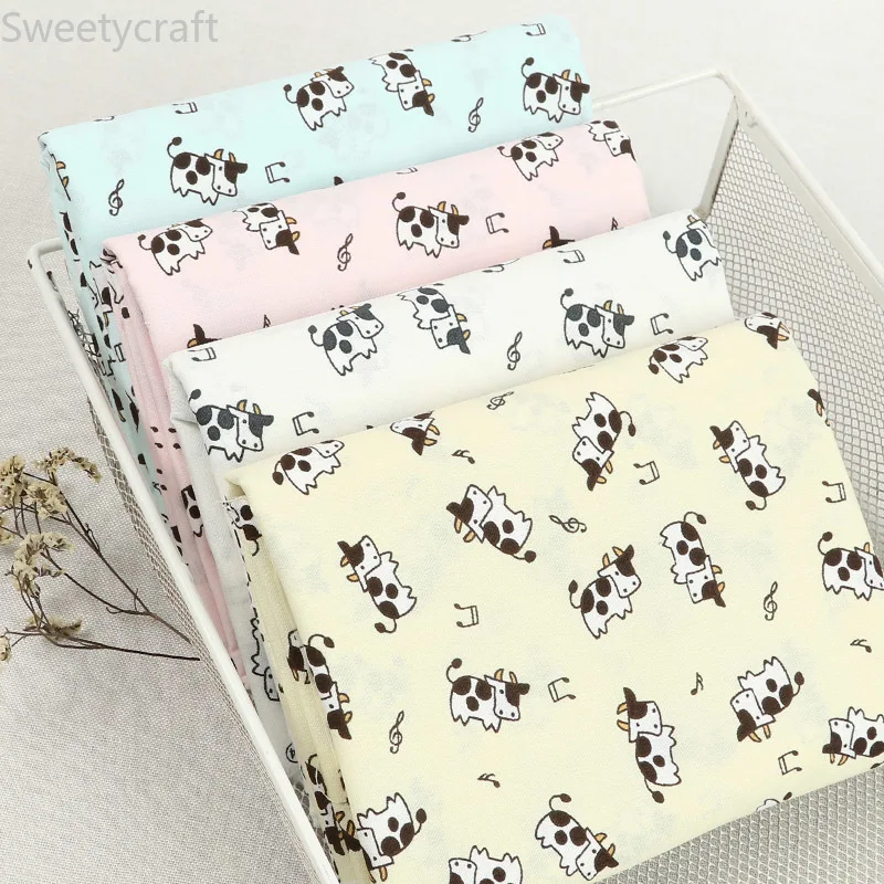 Ткань с принтом коровы 110x45 см музыкальная нота ткань из хлопка и льна ткани от Yard