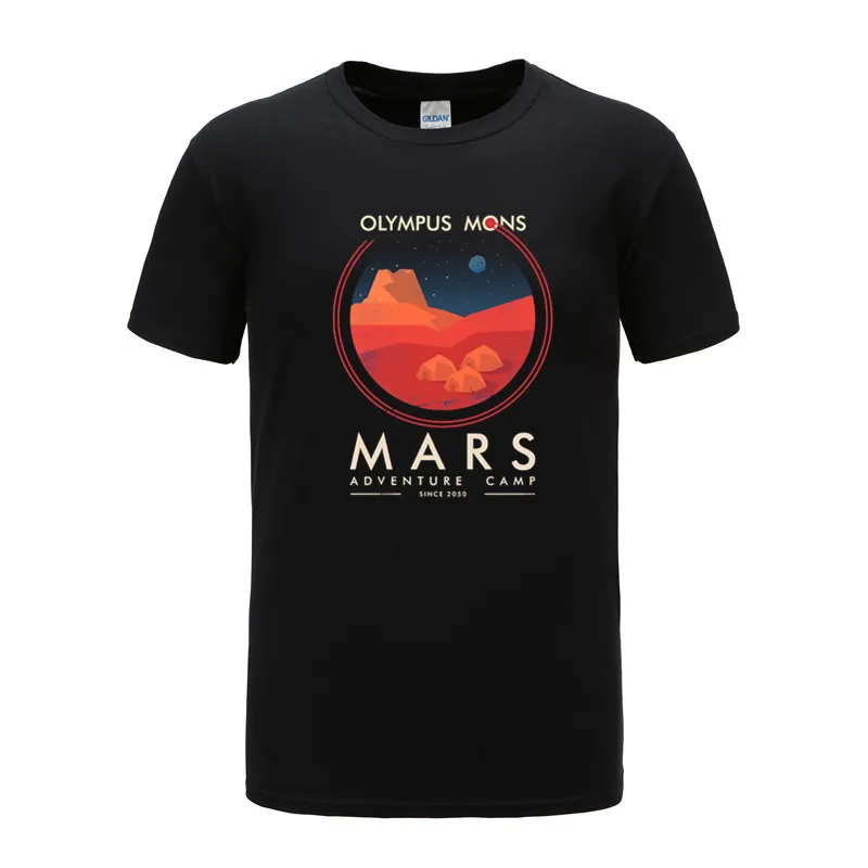 

2021 S-2XL Olympus с рисунком персонажа мультфильма "занимают Mars Приключения SpaceX футболка вулканического планеты камни для мужчин футболка Back To The ...
