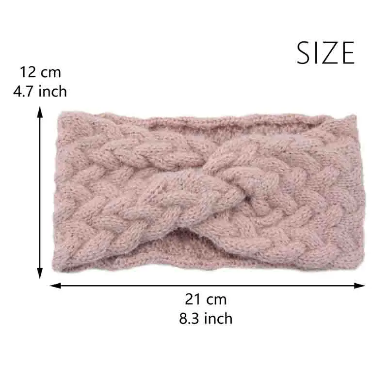 

Soft Autumn Winter Plush Ear Warmer Twist Cross Knitted Wide Hairband Solid Color Women Sweet Crochet Headwrap Hair Accessories