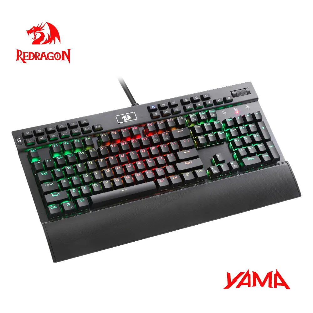 

Механическая игровая клавиатура Redragon YAMA K550, USB, RGB, фиолетовый переключатель, 104 клавиш, подсветка, защита от фиктивных нажатий, для ПК