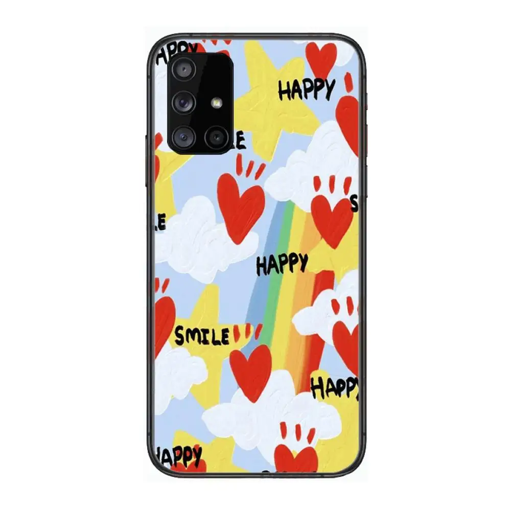 

Exquisite Cute Phone Case Hull For Samsung Galaxy A 90 50 51 20 71 70 40 30 10 80 E 5G S Black Shell Art Cell Cover