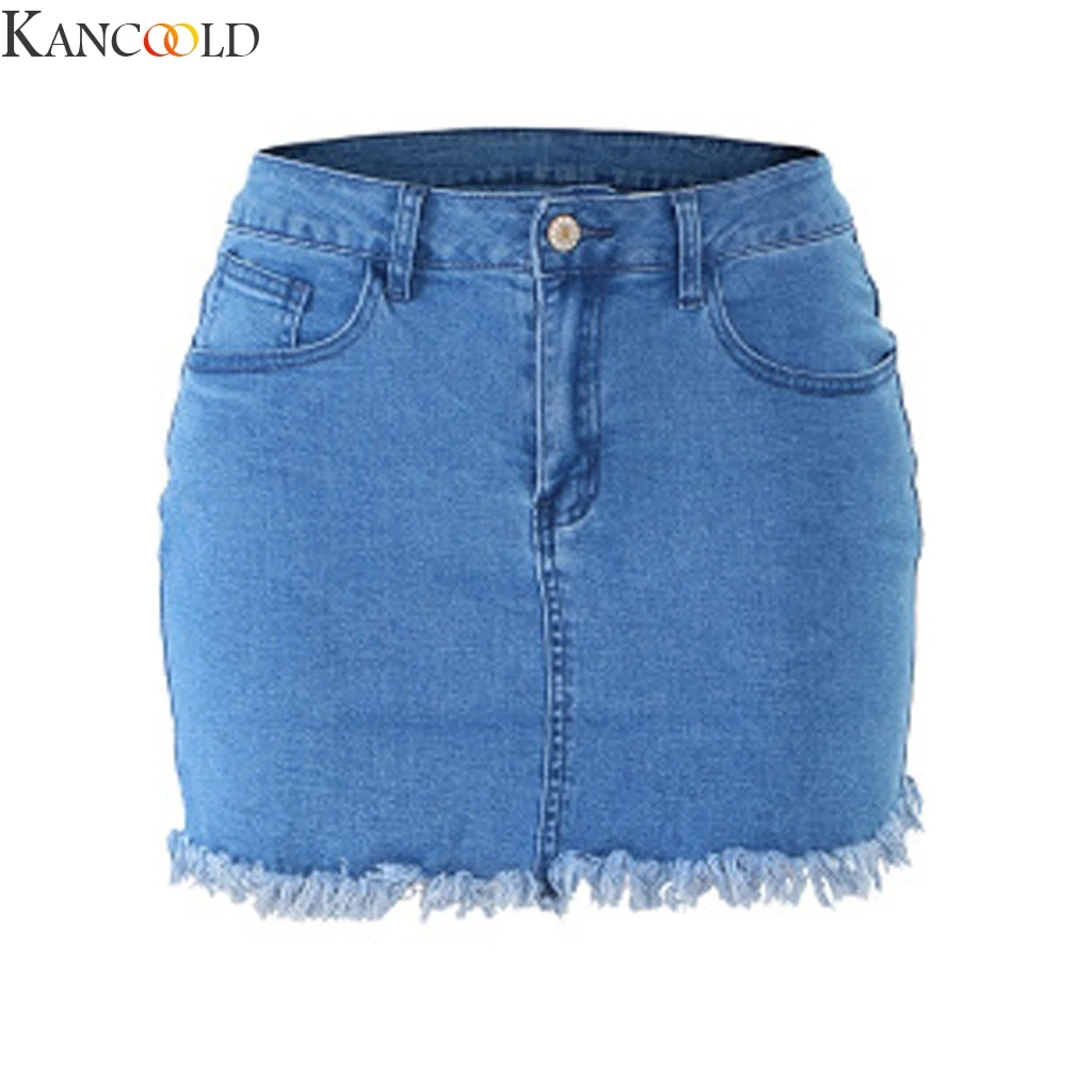 Женская однотонная джинсовая юбка-карандаш с высокой талией и карманами | одежда