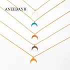 Нержавеющая сталь Moon кулон ожерелье для женщин простой разноцветной эмалью черного и красного цвета с геометрическим рисунком Воротник Ожерелье Лето 2021