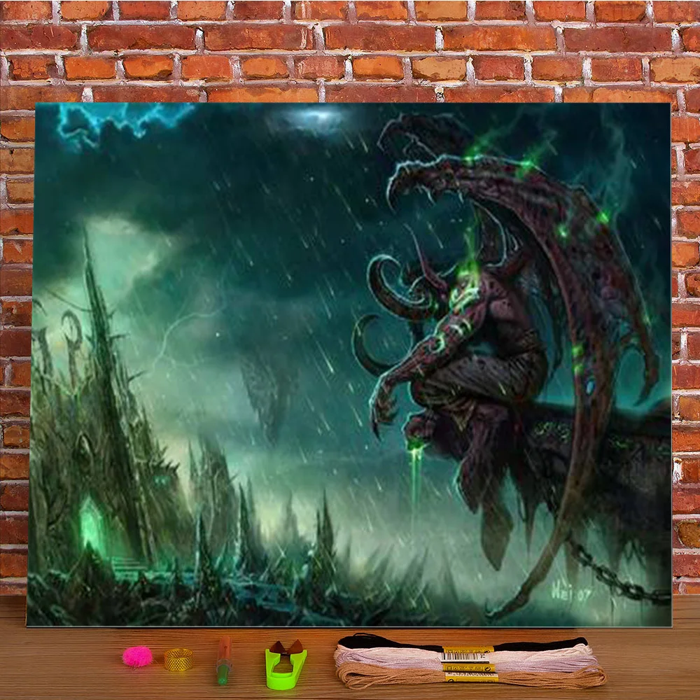 

World Of Warcraft Pre-Printed 11CT Cross Stitch DIY Embroidery Set DMC Threads Knitting Needlework Painting Handicraft Needle