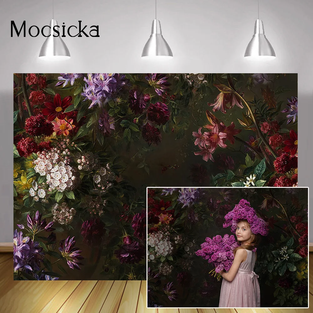 

Фон для детской фотосъемки с изображением цветов в стиле ретро