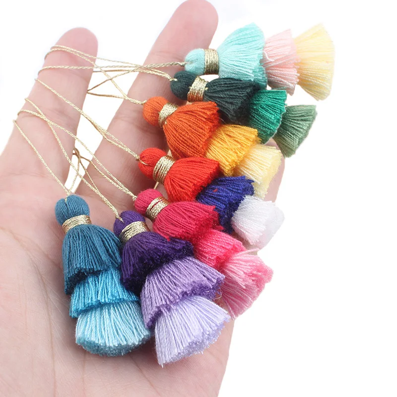 

5pcs 4cm Cotton Mini Fringe Tassels Trim Three Layer Curtain Tassels Decoration Hanging Pendant DIY Room Accessories Key Tassel