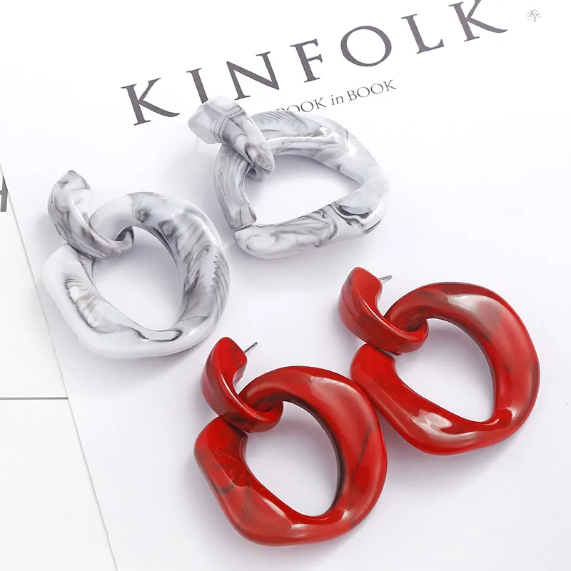 Модные большие серьги цепочки из смолы для женщин длинные винтажные акриловые