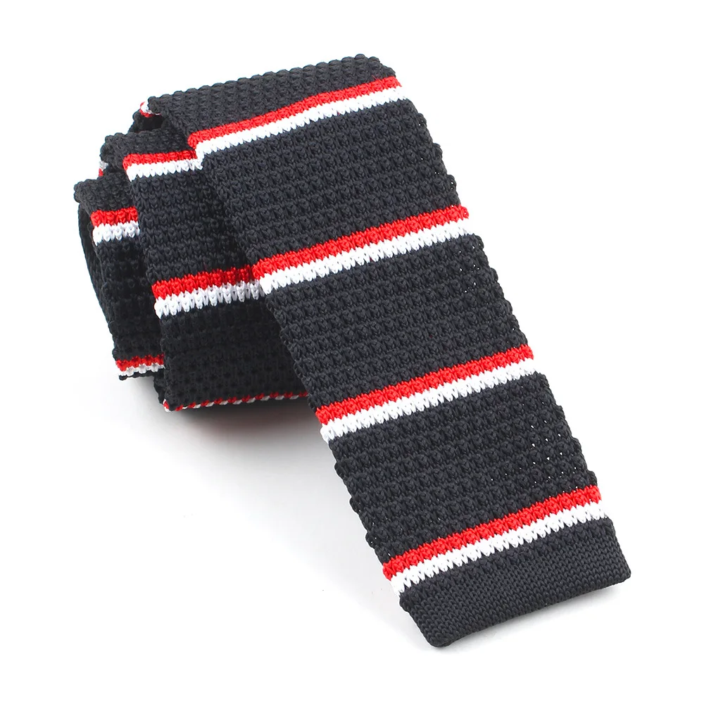 

6cm Men's Striped Tie Knit Knitted Ties Necktie Normal Slim Classic Woven Narrow Neckties Gifts Cravat Custom Logo