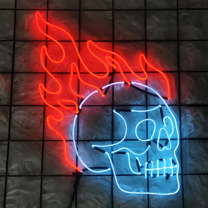 

Skull Design Cool Neon Sign LED Wall Hanging Art Funny USB Switch Neon Night Lamps for Halloween Bar Club Room Decor