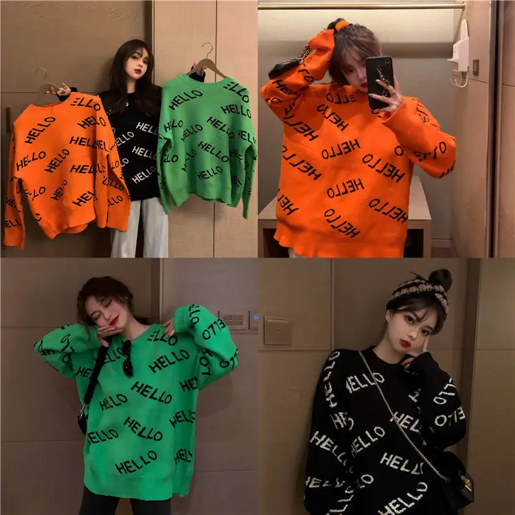 

2020 new autumn and winter knitted sweater for women's loose fit, lazy style, versatile, Mori literature and art, French Retro