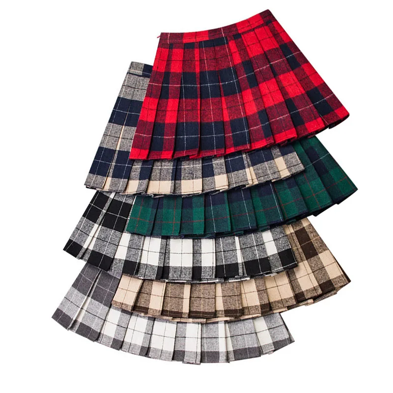 Женская плиссированная мини юбка с высокой талией в стиле Харадзюку|Женские