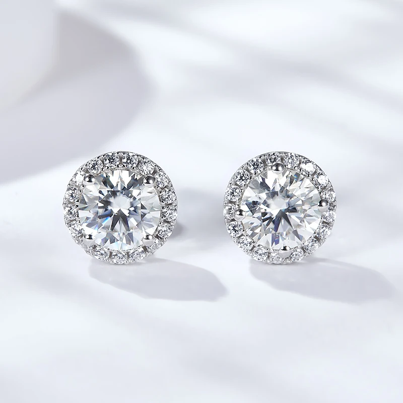 

Snowflake Round Cut 0.5/1CT Diamond Moissanite Stud 925 Silver D Color Moissanite Earrings Jewelry Girlfriend Gift