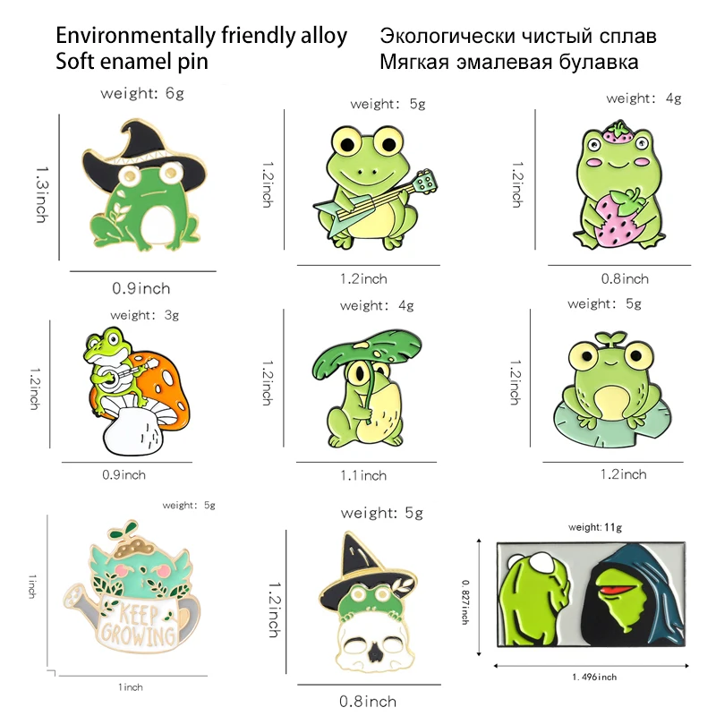 Эмалированные булавки в виде милой лягушки броши мультяшных зеленых животных