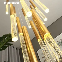 nordic led chandeliers lighting modern metal crystal bubble gold pendant hanging lamps bedroom living room staircase lights