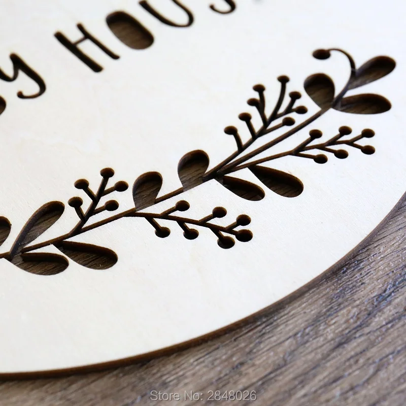 Деревянный наконечник для дома лазерная вырезка имени ребенка Цветочная дверь