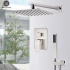 Матовый никелевый смеситель для душа, скрытый набор для душа с ручным душем, латунный дождевой Душ, скрытый на стене