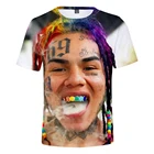 2021 футболка Rapper 69 6ix9ine Tekashi69 3D печать хип-хоп Уличная одежда для мужчин и женщин Спортивная Повседневная футболка с круглым вырезом модные футболки Топы Одежда