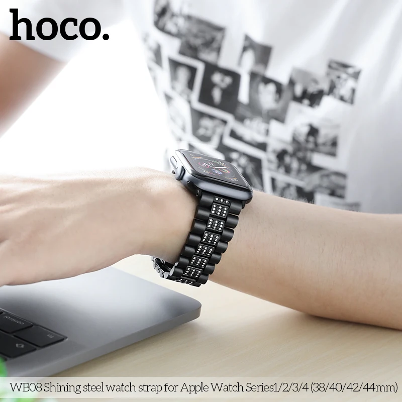 Ремешок из нержавеющей стали HOCO Bling Diamond для Apple Watch Series 1 2 3 4 ремешок iWatch 42 мм 44 38 40