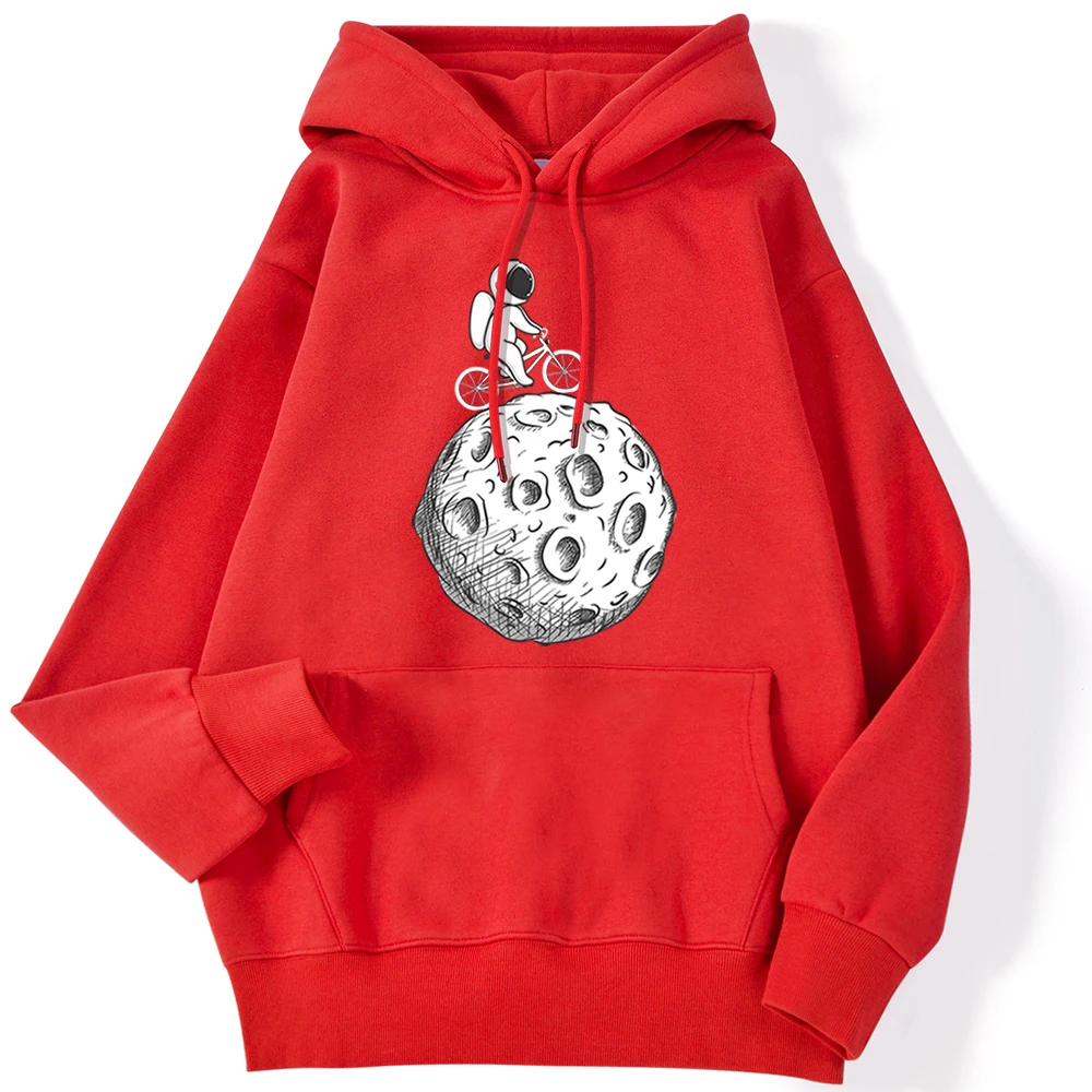 

Flying Astronaut Cartoon Print Mens Pullover Creativity Pocket Pullovers Autumn Fleece Streetwear Fashion Fitness Man Hoodies