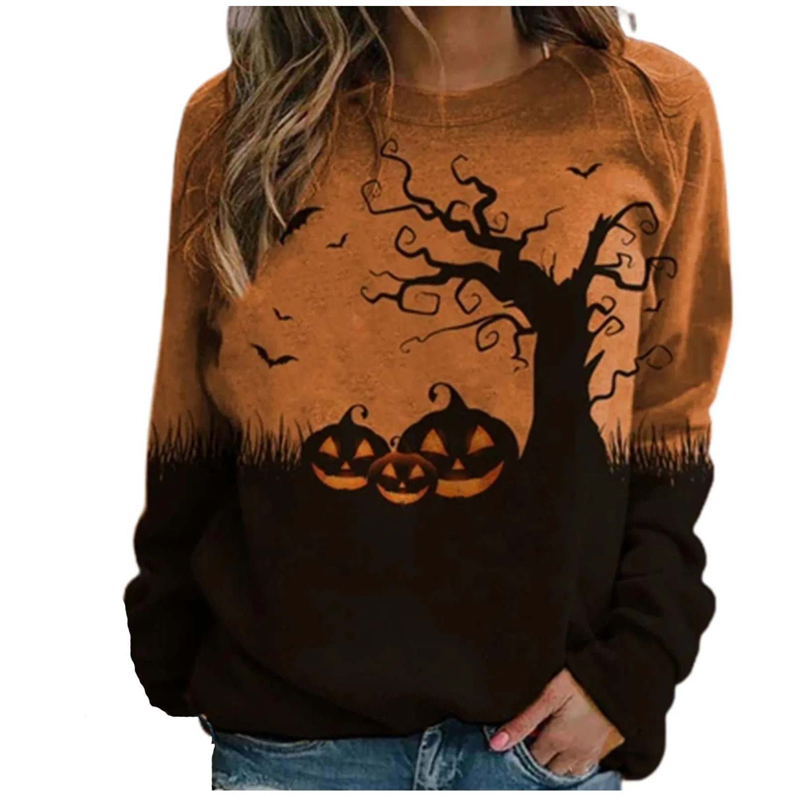 

moletom feminino Sweatshirts Women Casual Halloween Print Sweatshirt Thermal O-Neck Long Sleeve T-Shirt Top толстовка женская