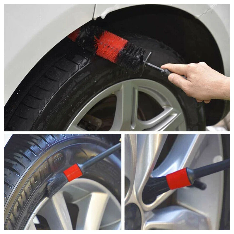 

7pcs Hub Brush Car Detailing Cleaning Brush Kit Vehicle Wheel Boar Hair Brushes Set For Automobile Tire Gap Cleaning