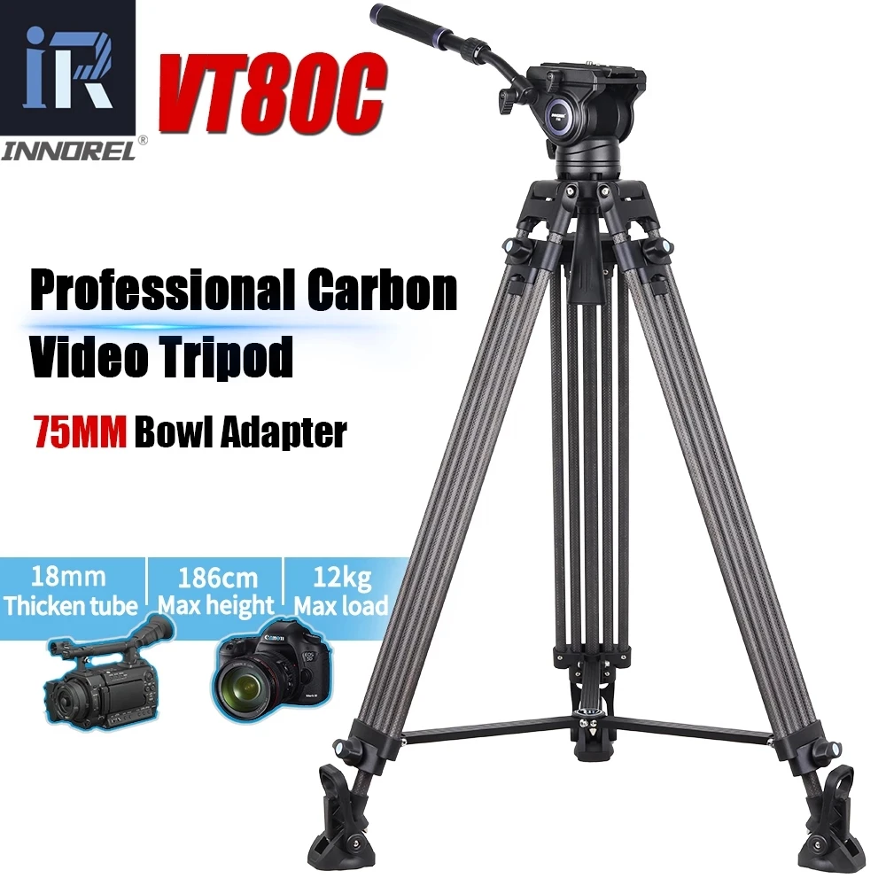 INNOREL VT80C Professional Carbon Fiber Video Tripod Fluid Head For DSLR Camera Camcorder Slider 1.86M 12kg Load | Электроника