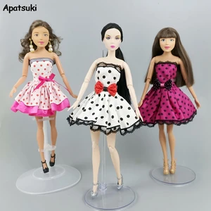 1 шт., кружевные короткие юбки в горошек для куклы Барби, платья с бантом, цельная Одежда для куклы 16 BJD