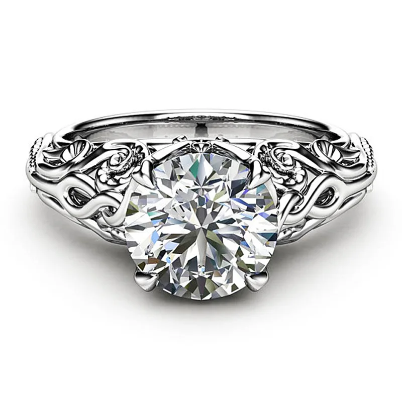 Женское серебряное обручальное кольцо Bague Femme Anillos Mujer с изысканным цирконием |