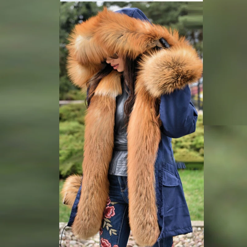 Женская зимняя куртка с капюшоном длинная толстая парка воротником из