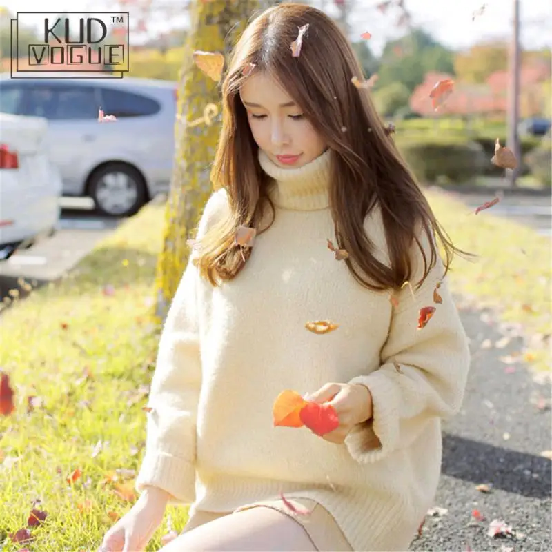 Warm Jumper Yellow Sweater Turtleneck Full Sleeve Regular Knitting Pullover Solid Standard Winter Women Fashion 2018 Casual | Женская