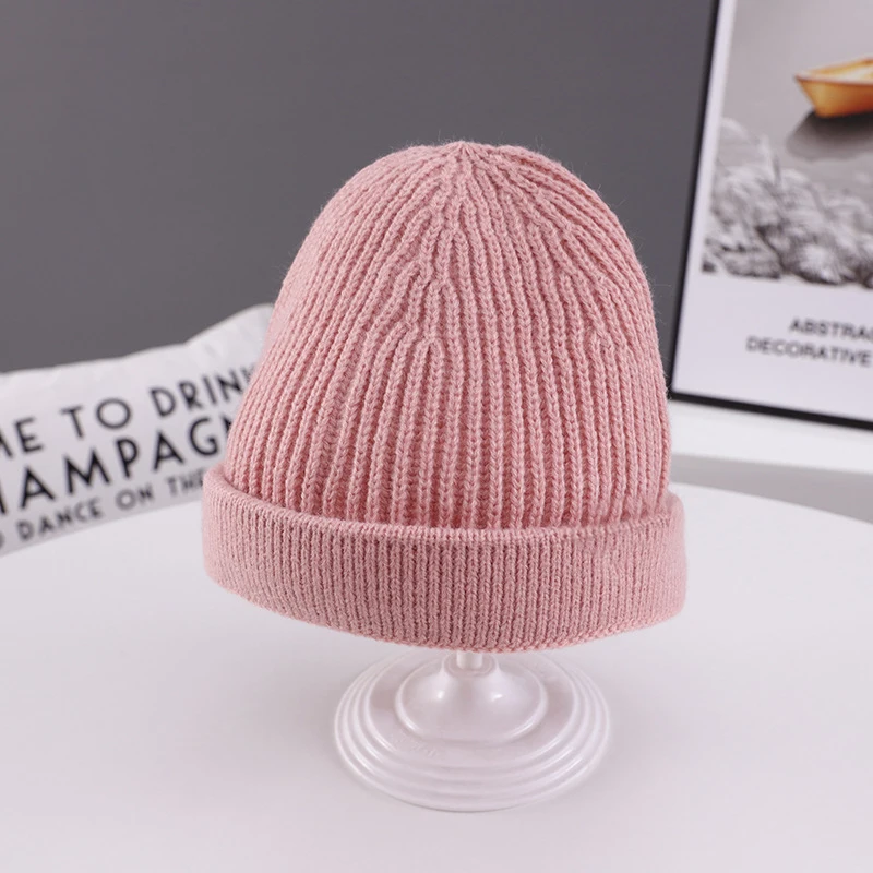 Winter Children Warm Knitted Korean Beanie Cap New Candy Color Casual Hip Hop Hat Elastic Knitting Hats | Аксессуары для одежды