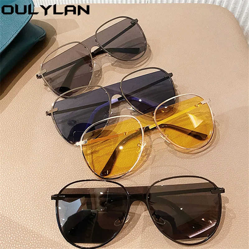 

Oulylan Pilot Oversized Sunglasses MenBrand Deisgn Hollow Siamese Piece Vintage Sun Glasses Women Classic Yellow Eyewear UV400