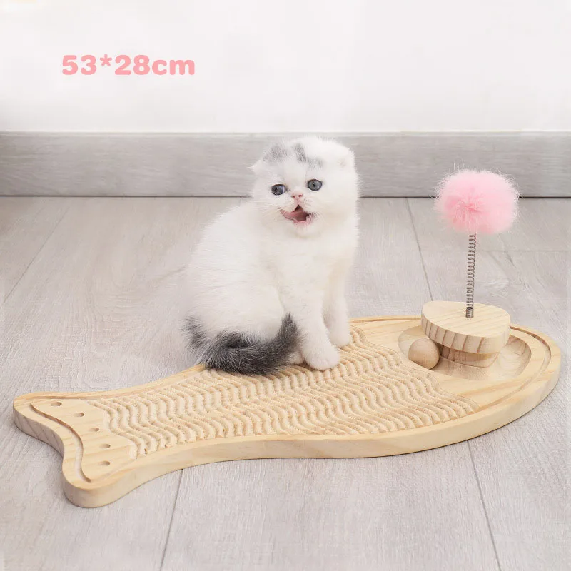 Funny cat stick Cat scratching board nest, cat toy turntable, solid wood scratch resistant cat grinding claw board