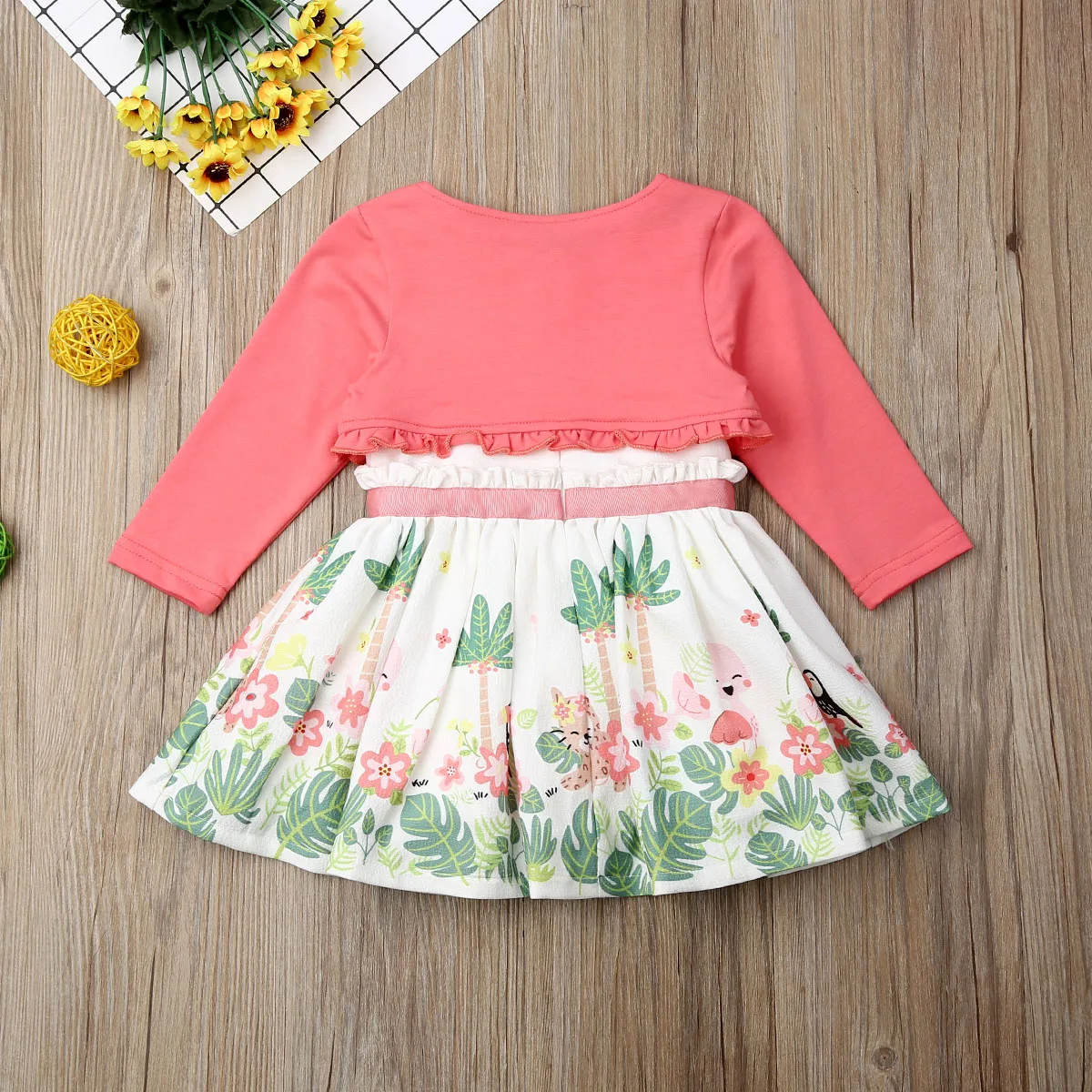 Осенняя одежда для маленьких девочек от Citgeett кофта с оборками и платье цветочным