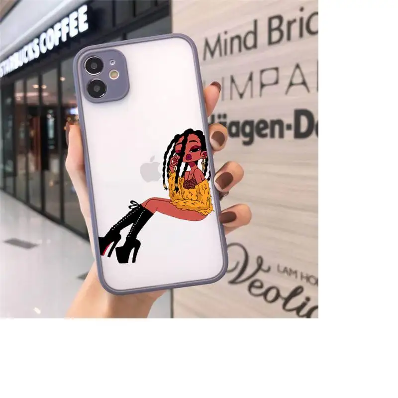 

Black girl money Phone Cases Matte Transparent for iPhone 7 8 11 12 s mini pro X XS XR MAX Plus cover funda