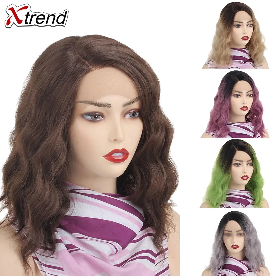 Парик Xtrend короткий с волнистыми синтетическими кружевами спереди для женщин