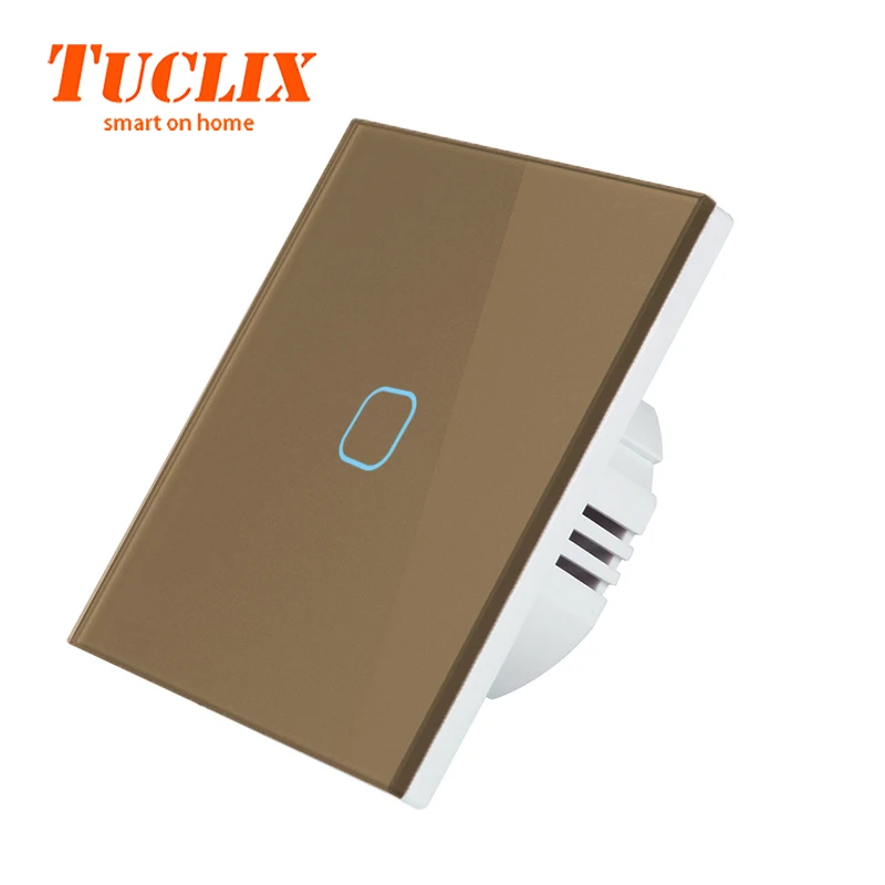 Tuclix ЕС/Великобритания 110-240V 1/2/3 1Way настенный сенсорный выключатель светодиодный светильник Сенсорный экран переключатель Стекло Панель переключатель - Цвет: EU-TS-01 Coffee