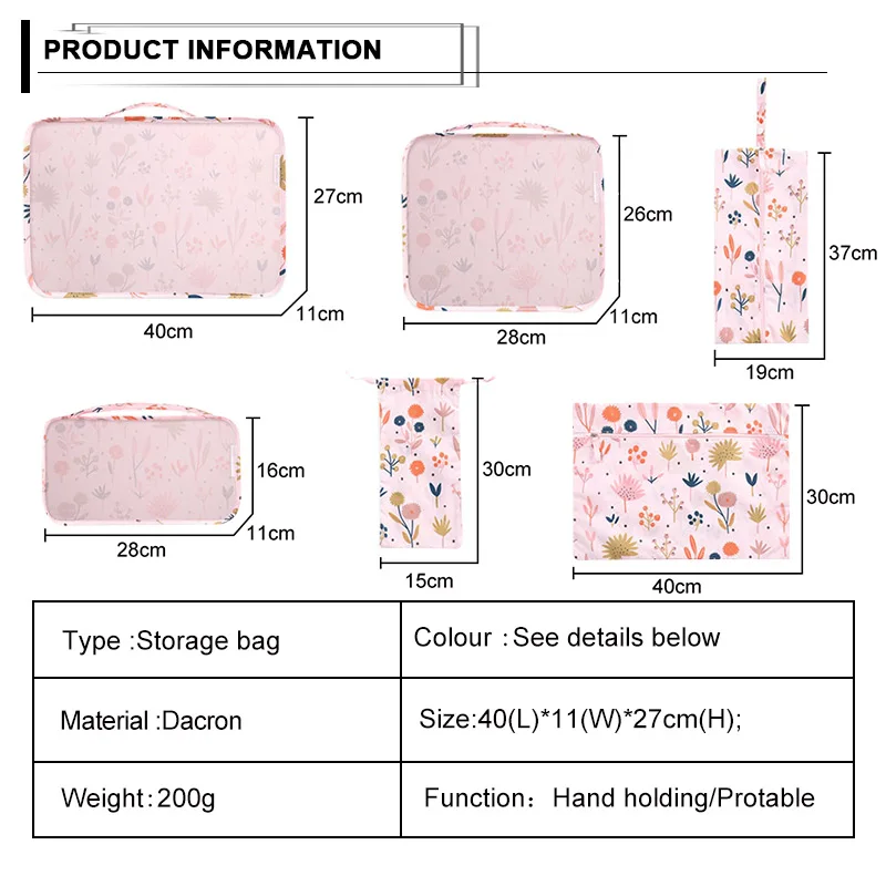 Упаковка Куб дорожная сумка система Прочный 6 штук набор большой емкости сумки