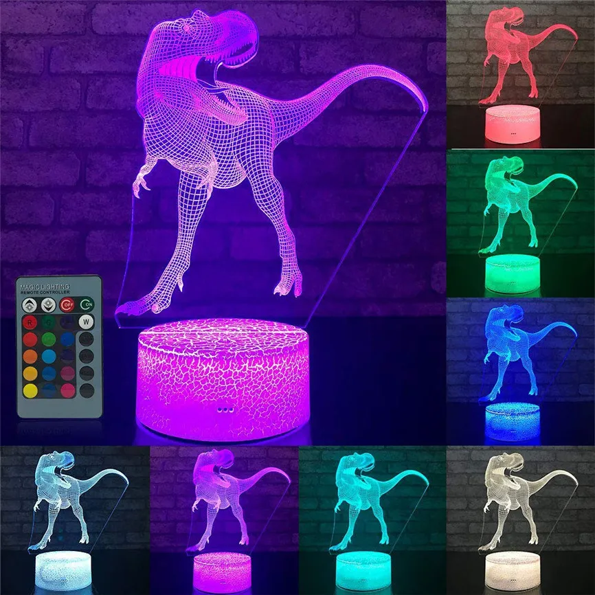 3D светодиодный ночник с динозавром изображением единорога Настольный