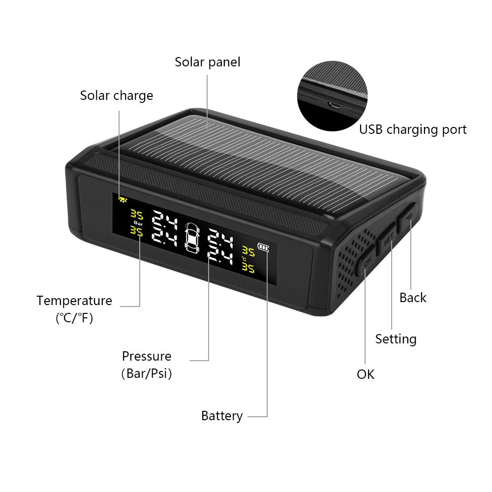 Vtopek Солнечная TPMS автомобильная система контроля давления в шинах Тестер