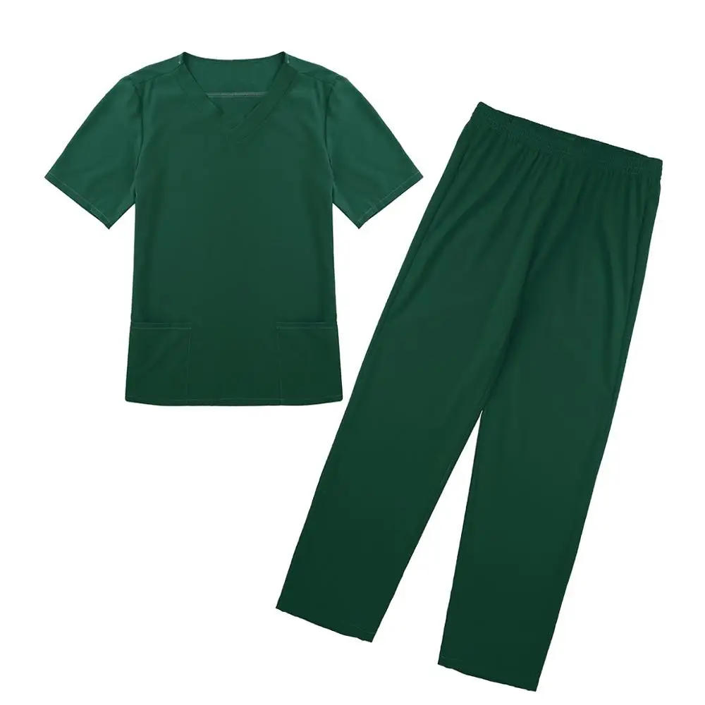 Army Green Медицинская рабочая одежда для женщин одежда Игровой Набор доктора Скраб Униформа медсестры Больничная одежда топ и брюки Лаборатория Клиника медицинская одежда - Цвет: Army Green