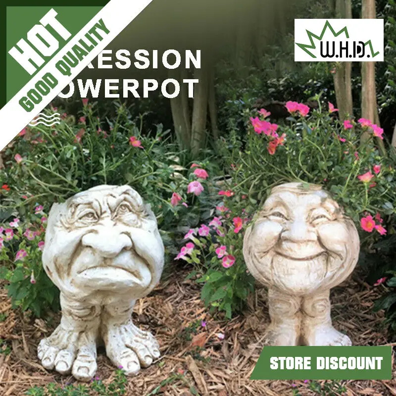 

Забавное выражение цветочный горшок из смолы Креативный цветочный горшок украшение Цветочная композиция статуя цветочный горшок садовый ...