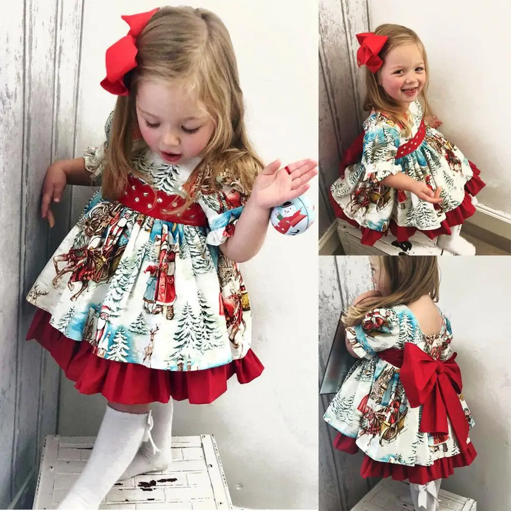 

Christmas Princess Dress Bowknot 3 Years Girl Dresses Toddler Girls Outfits Kids Party XMAS Gown Formal Dress Costume